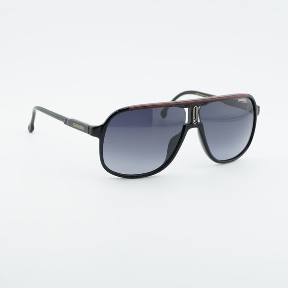 CARRERA 1047/S 0OIT 9O Sunglasses Black Aviator Frame Grey Lenses